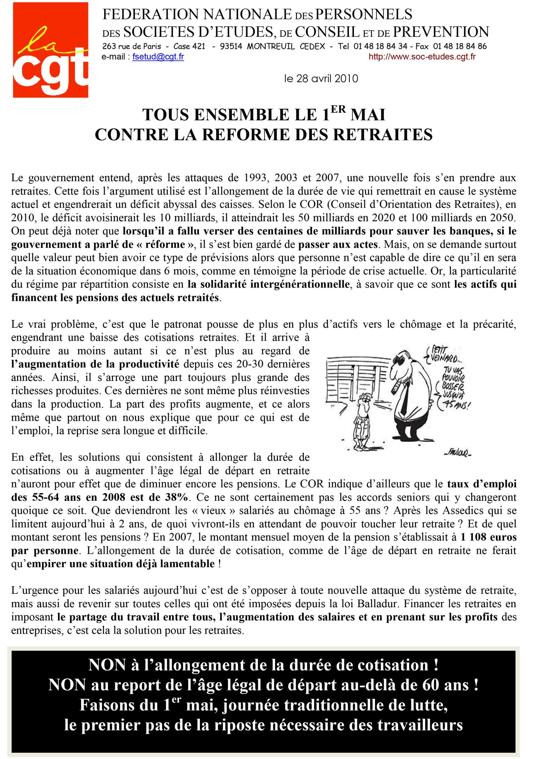 Tous ensemble le 1er mai contre la réforme des retraites !