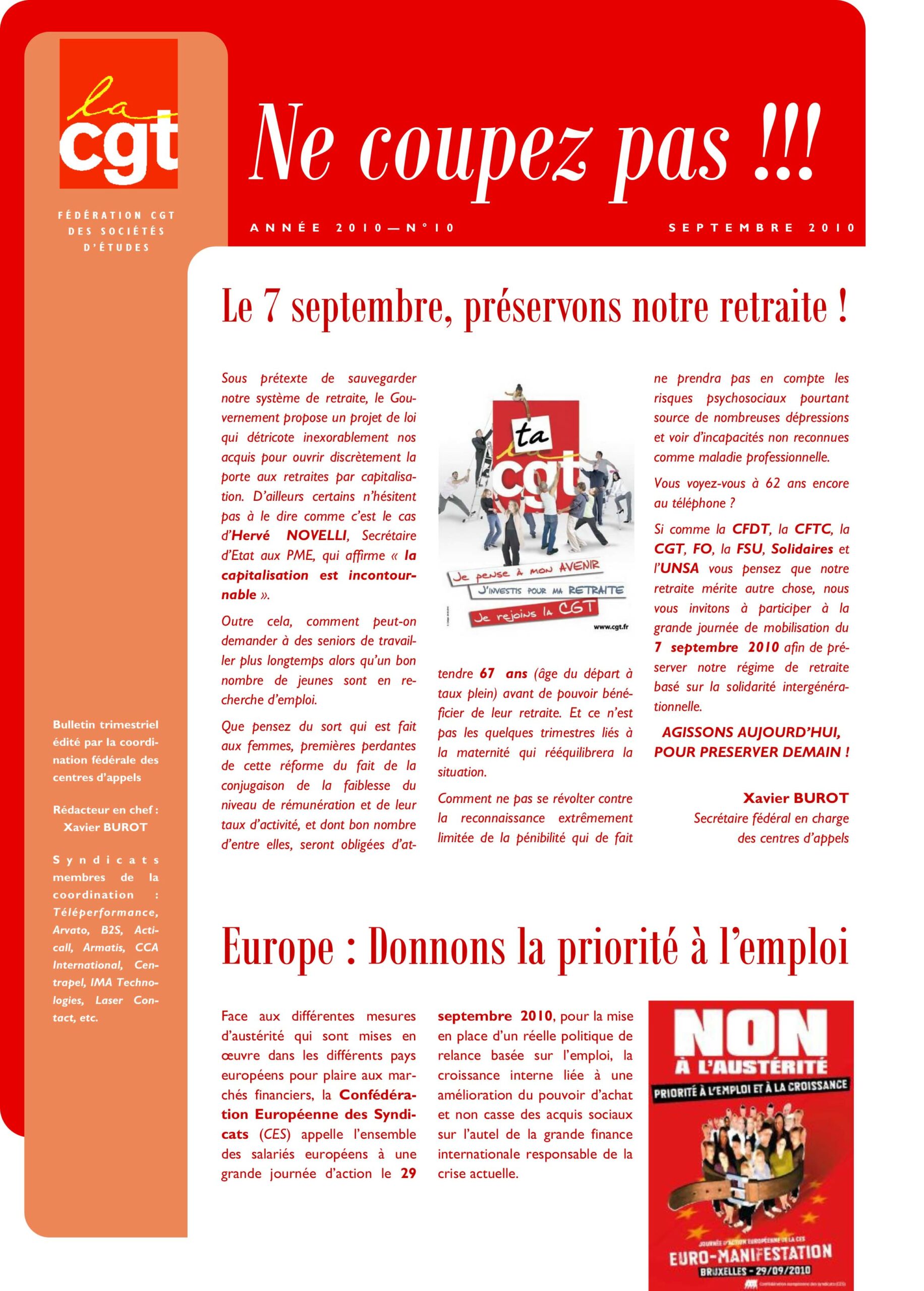 Ne Coupez Pas n°10 : le 7 septembre, préservons notre retraite !