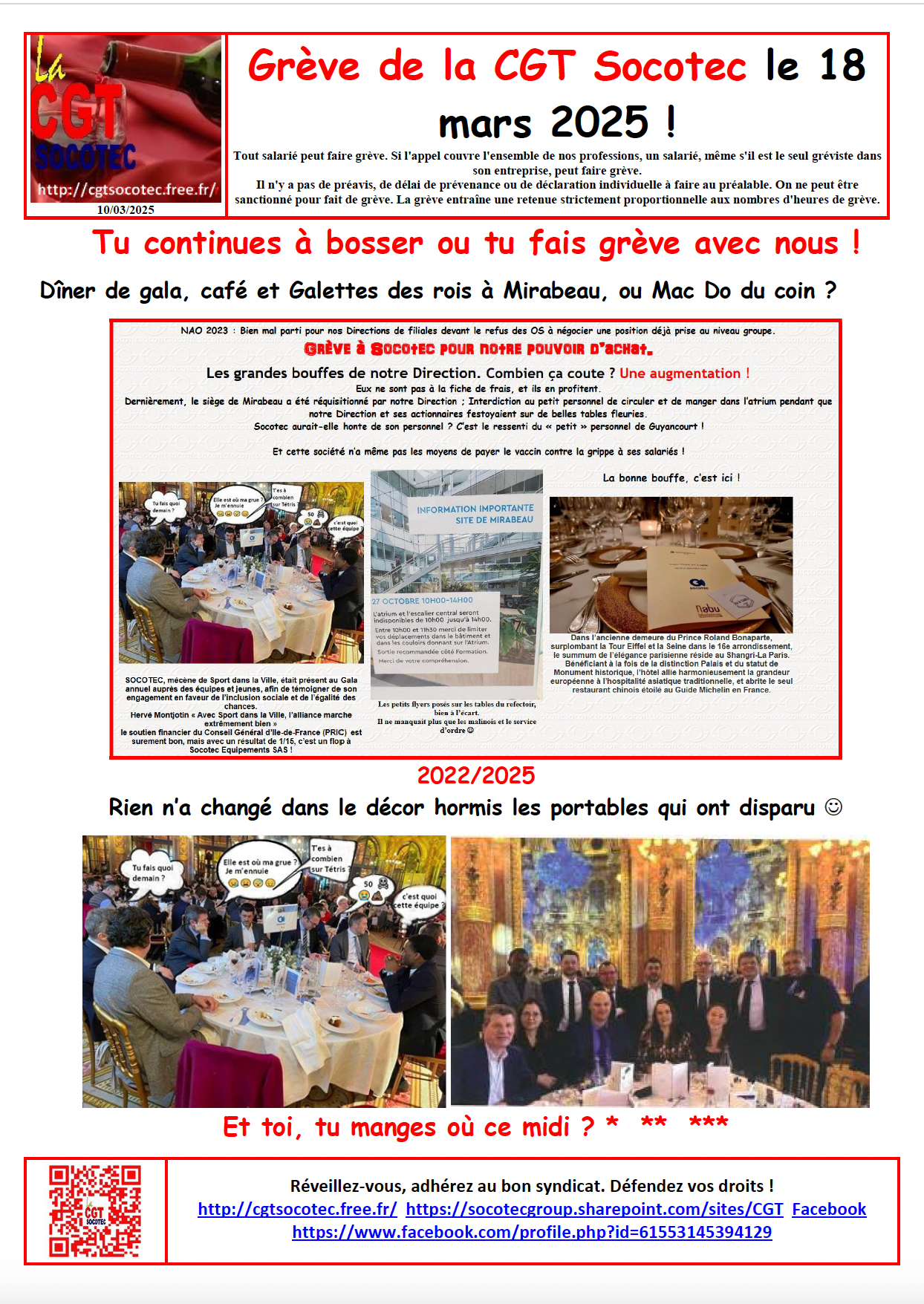COMMUNICATION DU SYNDICAT CGT SOCOTEC : Grève du mardi 18 mars 2025
